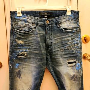 Jordan Craig ripped paint splatter jeans